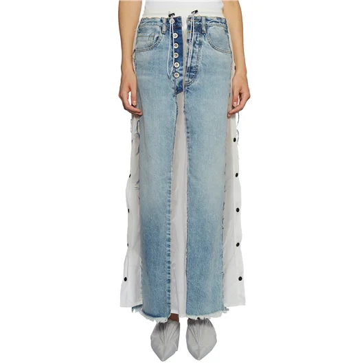 BEN TAVERNITI UNRAVEL GONNA LUNGA IN DENIM E NYLON In Linea