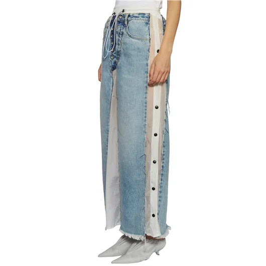 BEN TAVERNITI UNRAVEL GONNA LUNGA IN DENIM E NYLON In Linea