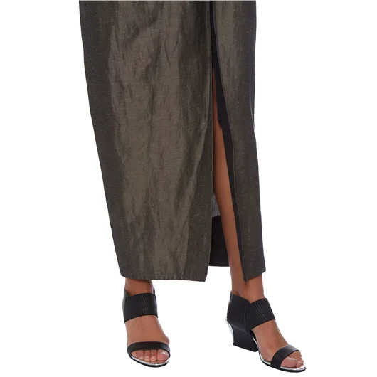 DIVKA GONNA LUNGA IN LINO E COTONE CON ZIP Vendita