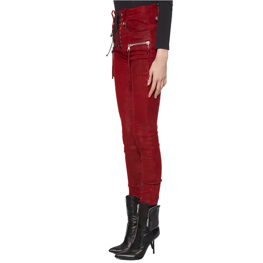 BEN TAVERNITI UNRAVEL PANTALONI IN PELLE STRETCH LACEUP Economico