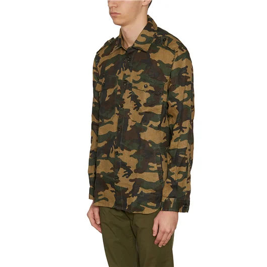 DANIELE ALESSANDRINI CAMICIA CAMOUFLAGE IN LINO Presa