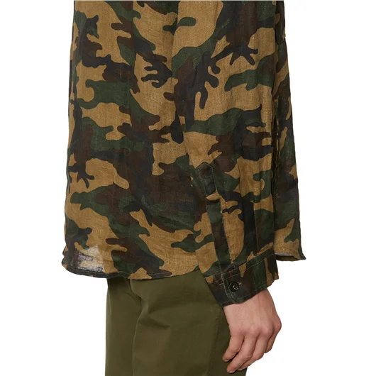 DANIELE ALESSANDRINI CAMICIA CAMOUFLAGE IN LINO Presa