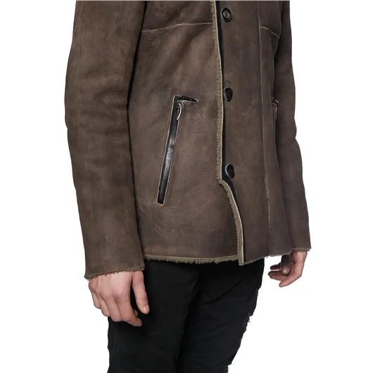DANIELE BASTA CAPPOTTO IN SHERALING E PELLE Sottocosto