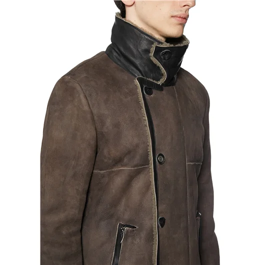 DANIELE BASTA CAPPOTTO IN SHERALING E PELLE Sottocosto