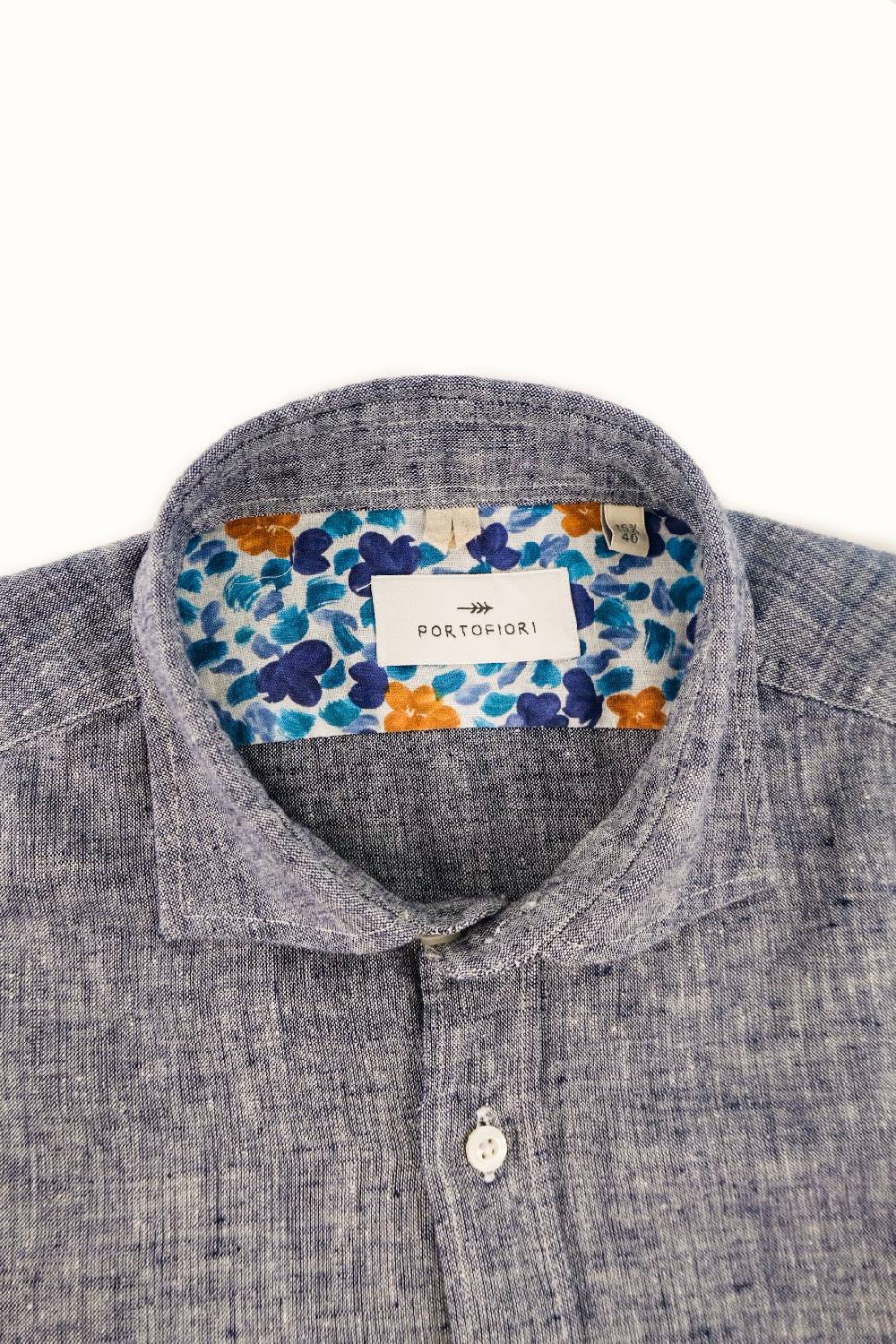 Portofiori CAMICIA MISTO LINO Vendita Calda