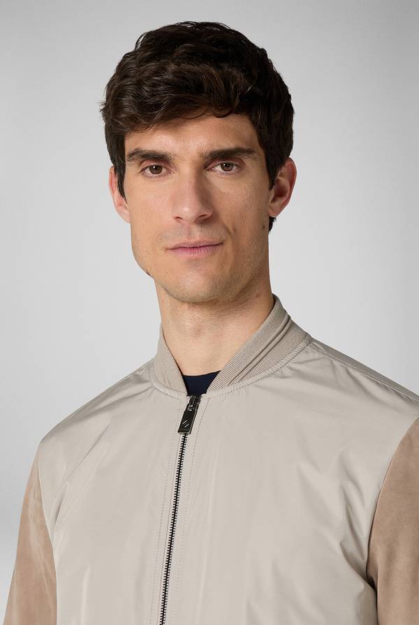 Pull Pal Zileri Bomber beige in nylon e suede In Vendita