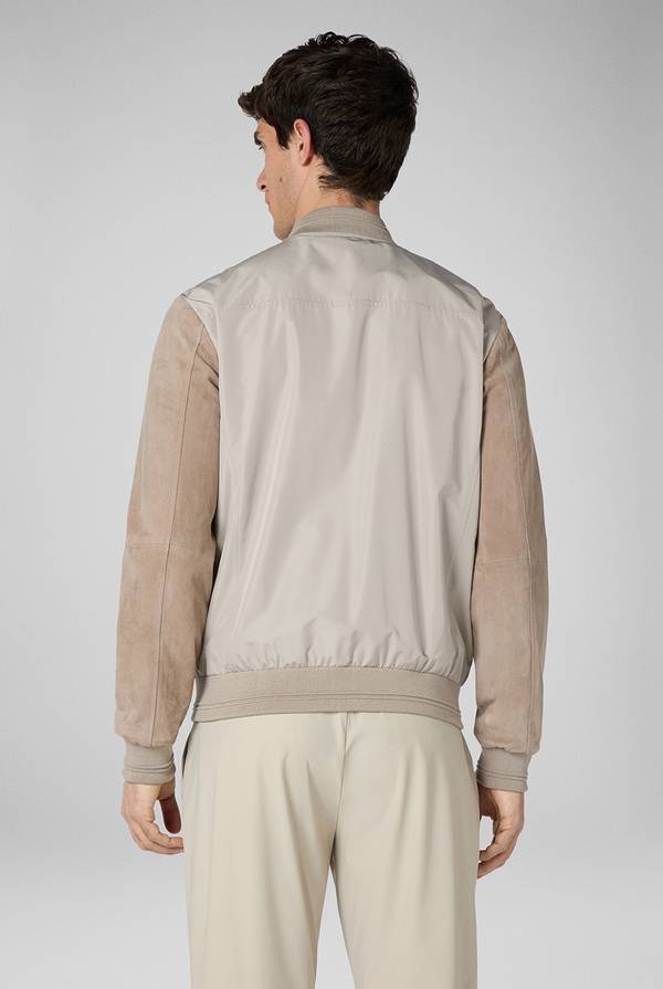 Pull Pal Zileri Bomber beige in nylon e suede In Vendita
