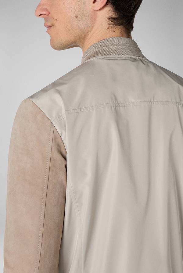 Pull Pal Zileri Bomber beige in nylon e suede In Vendita