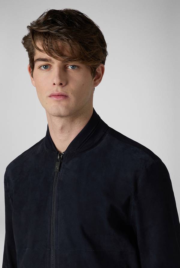 Pull Pal Zileri Bomber in suede blu navy In Saldo