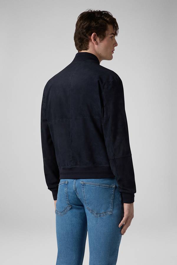 Pull Pal Zileri Bomber in suede blu navy In Saldo