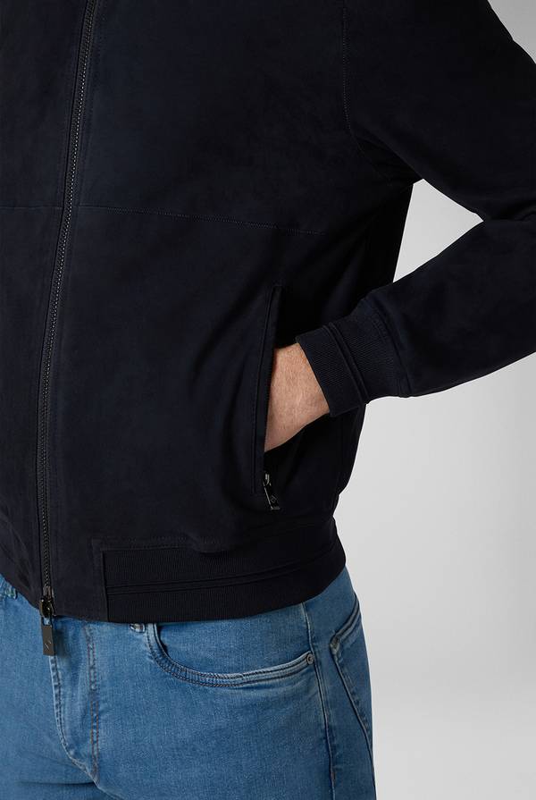 Pull Pal Zileri Bomber in suede blu navy In Saldo