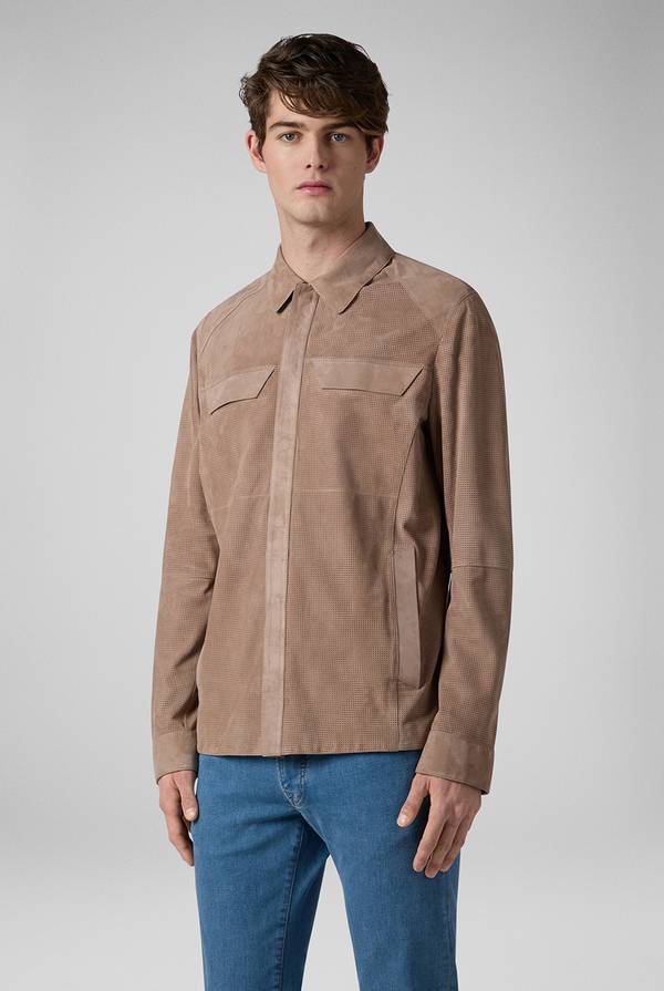 Pull Pal Zileri Overshirt in suede e nappa micro perforata In Linea