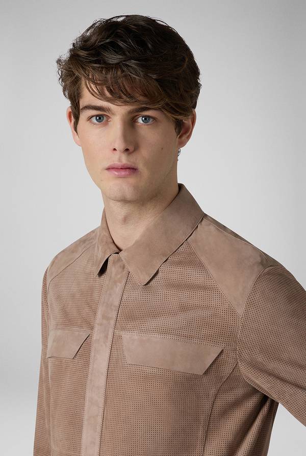 Pull Pal Zileri Overshirt in suede e nappa micro perforata In Linea