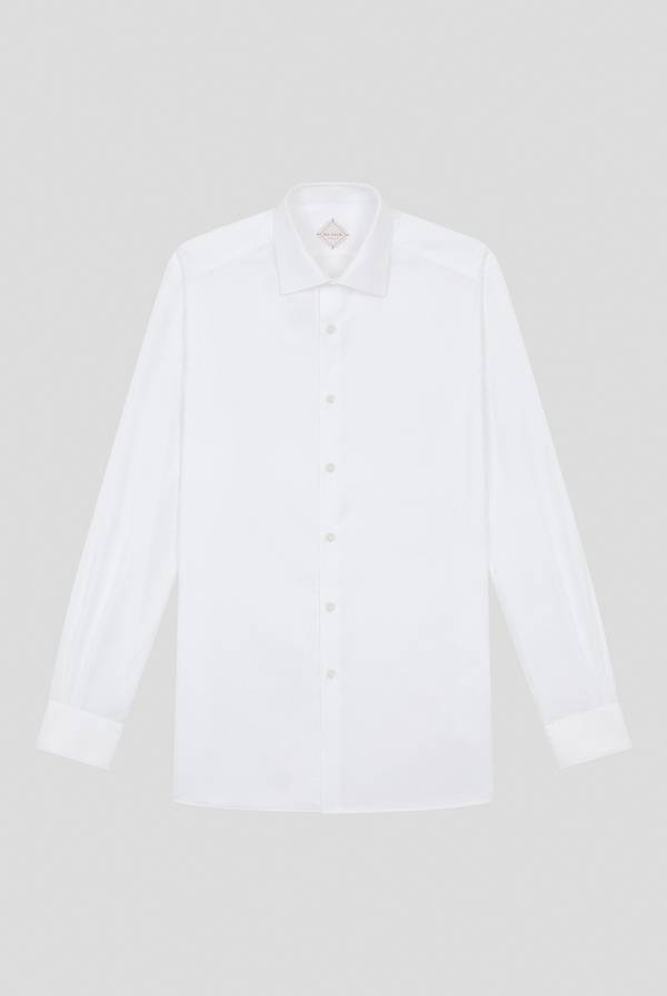 Pull Pal Zileri Camicia bianca in cotone con micro struttura Promozione