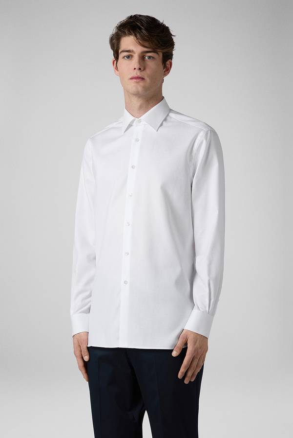 Pull Pal Zileri Camicia bianca in cotone con micro struttura Promozione