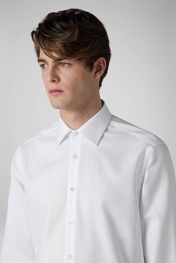 Pull Pal Zileri Camicia bianca in cotone con micro struttura Promozione