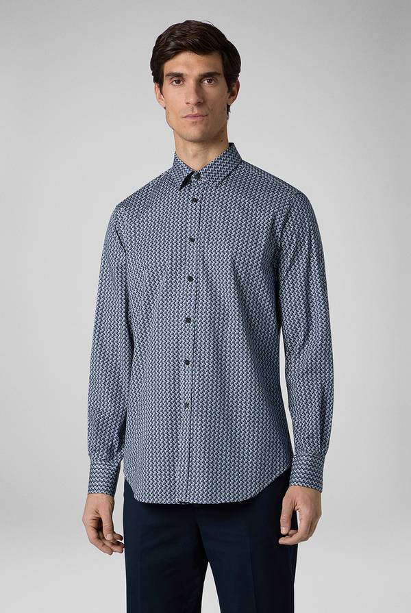 Pull Pal Zileri Camicia in cotone stampato nei toni del blu Spedizione Gratuita