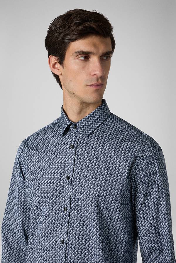 Pull Pal Zileri Camicia in cotone stampato nei toni del blu Spedizione Gratuita