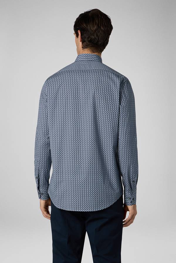 Pull Pal Zileri Camicia in cotone stampato nei toni del blu Spedizione Gratuita