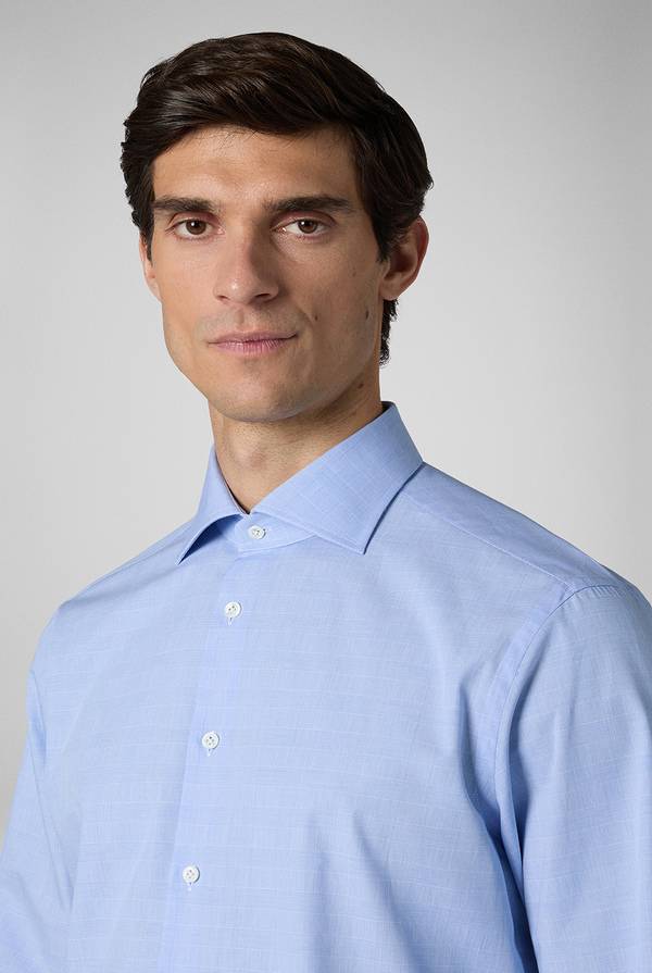 Pull Pal Zileri Camicia Principe di Galles azzurra Soddisfazione Garantita