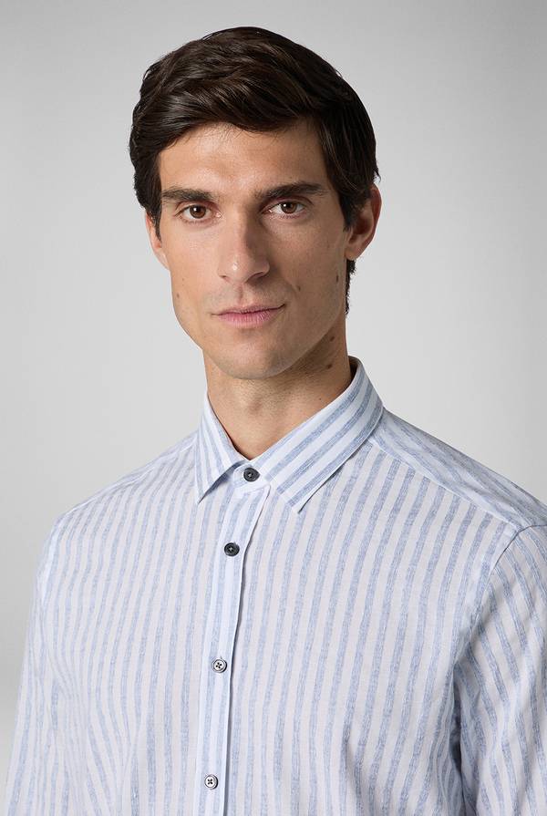 Pull Pal Zileri Camicia a macro righe bianche e azzurre Sconti questo mese