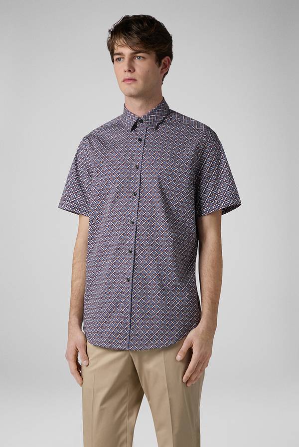 Pull Pal Zileri Camicia bowling stampata nei toni dell'azzurro, bianco e bordeaux Novità