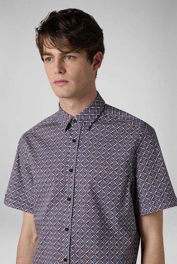 Pull Pal Zileri Camicia bowling stampata nei toni dell'azzurro, bianco e bordeaux Novità