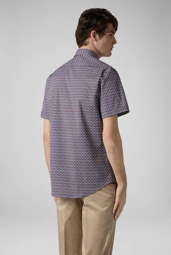 Pull Pal Zileri Camicia bowling stampata nei toni dell'azzurro, bianco e bordeaux Novità