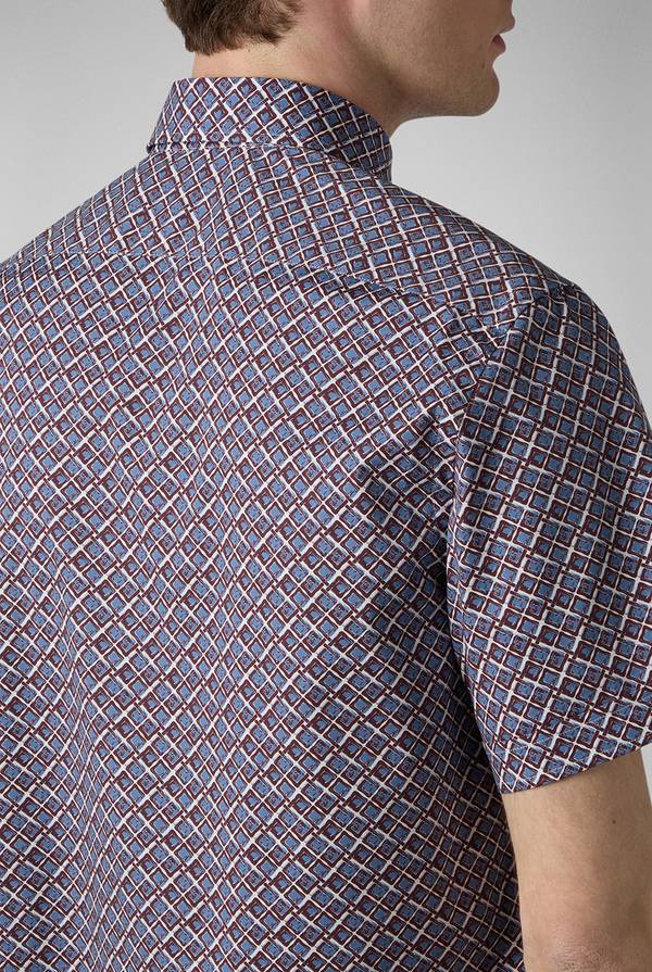 Pull Pal Zileri Camicia bowling stampata nei toni dell'azzurro, bianco e bordeaux Novità