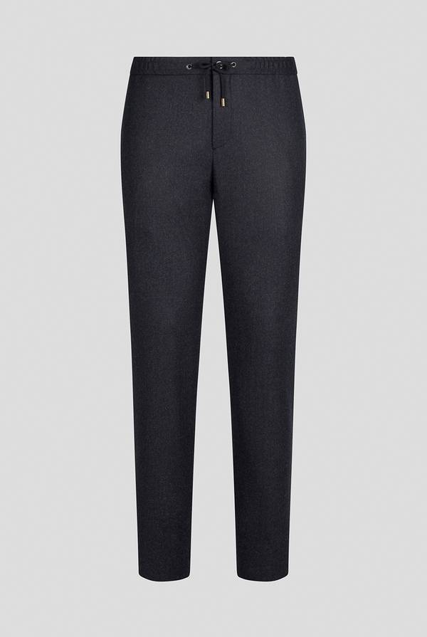 Pull Pal Zileri Pantaloni in pura lana grigio antracite con coulisse regolabile