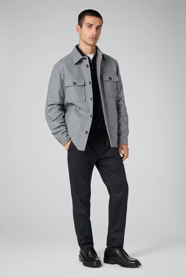 Pull Pal Zileri Pantaloni in pura lana grigio antracite con coulisse regolabile Nuova