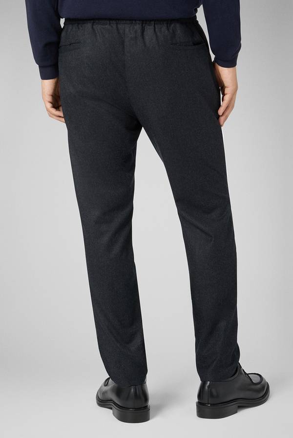 Pull Pal Zileri Pantaloni in pura lana grigio antracite con coulisse regolabile Nuova
