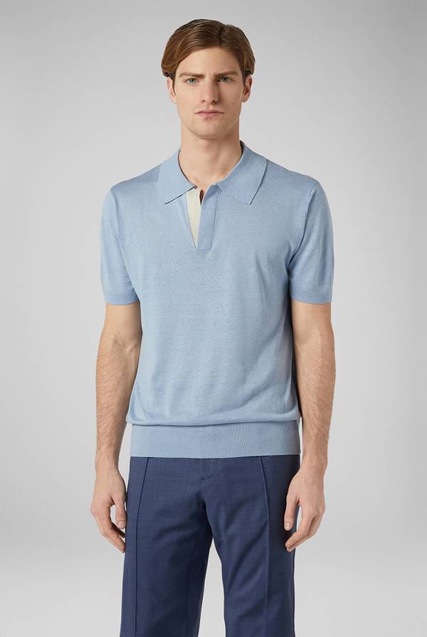 Pull Pal Zileri Polo in maglia di lino e seta Saldi Di Fabbrica