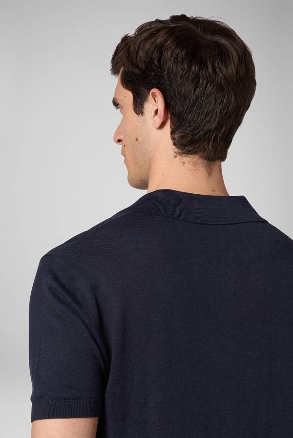 Pull Pal Zileri Polo in maglia di lino e seta blu navy Vendita