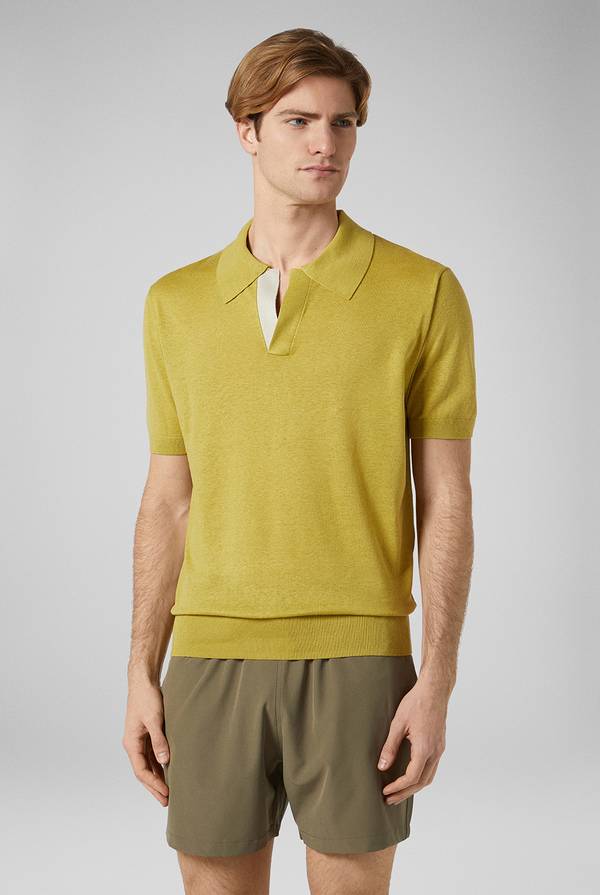Pull Pal Zileri Polo in maglia di lino e seta color senape Promozione