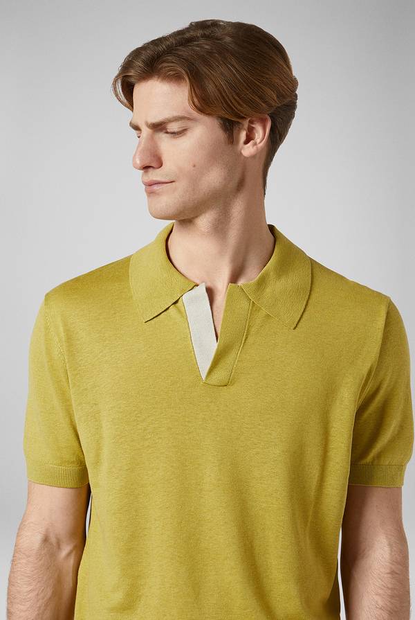 Pull Pal Zileri Polo in maglia di lino e seta color senape Promozione