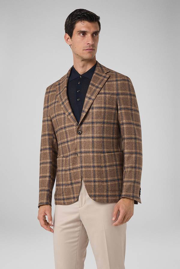 Pull Pal Zileri Giacca beige con motivo macro check blu navy Presa