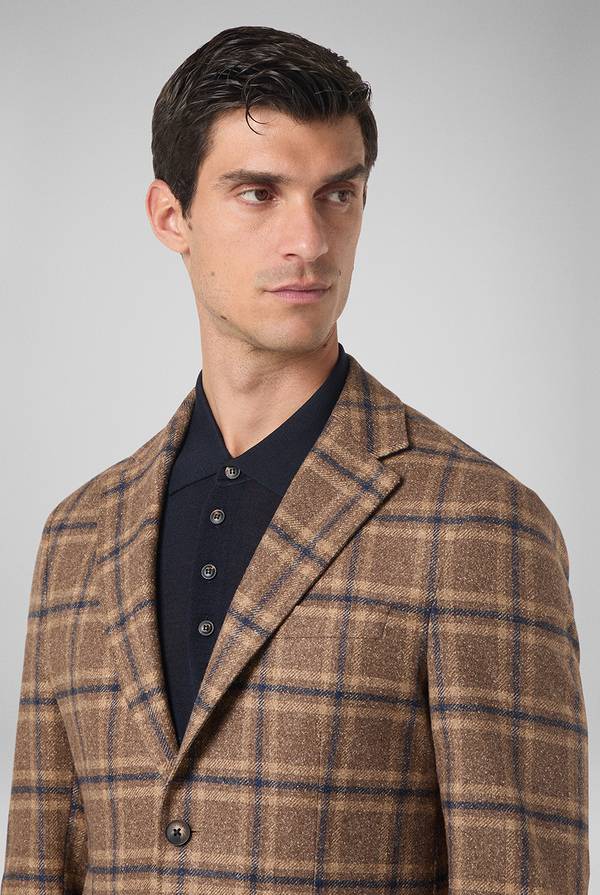 Pull Pal Zileri Giacca beige con motivo macro check blu navy Presa
