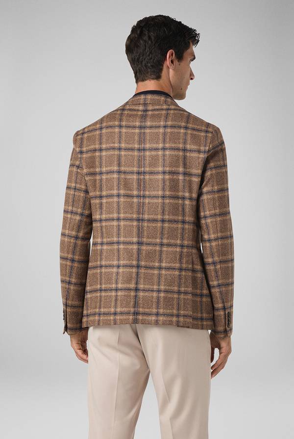 Pull Pal Zileri Giacca beige con motivo macro check blu navy Presa