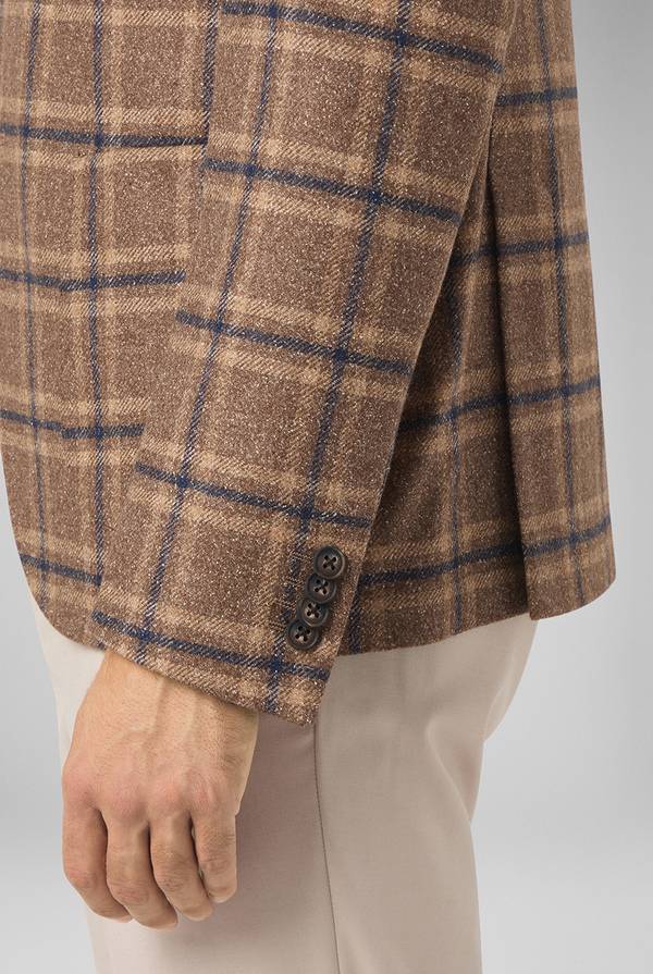 Pull Pal Zileri Giacca beige con motivo macro check blu navy Presa