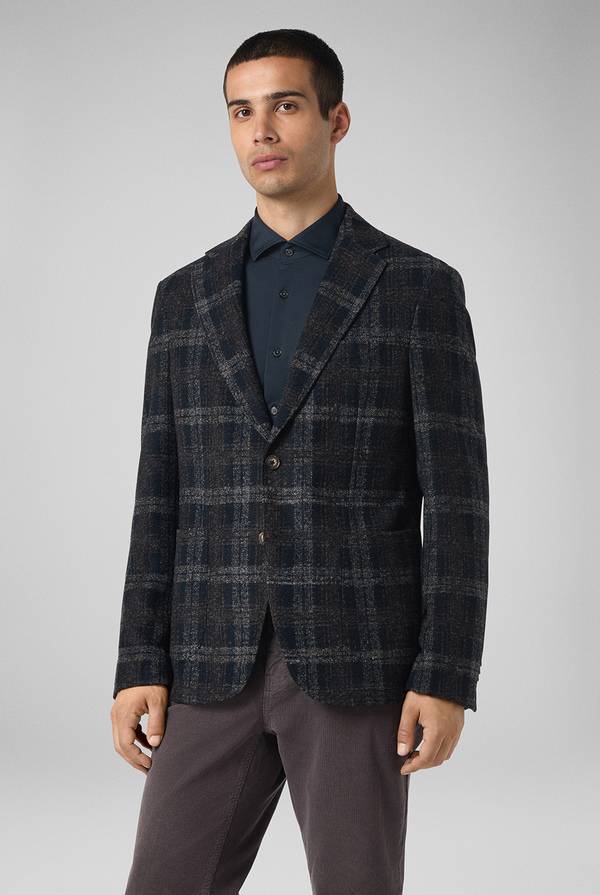 Pull Pal Zileri Giacca blu navy con motivo macro check Sconto