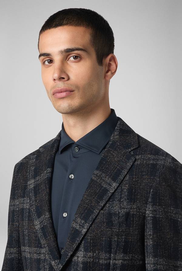Pull Pal Zileri Giacca blu navy con motivo macro check Sconto