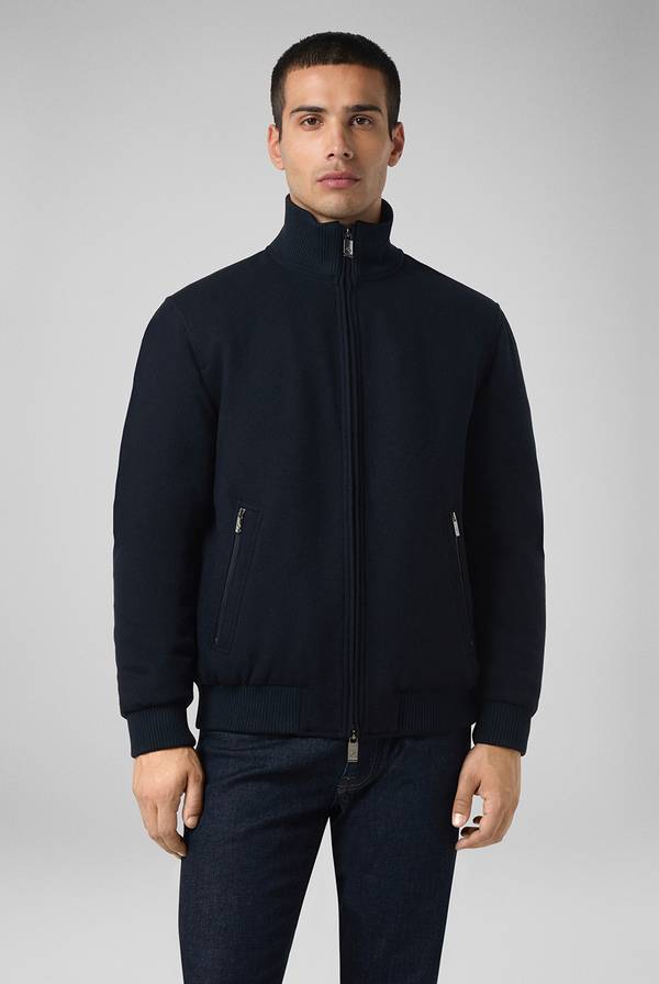 Pull Pal Zileri Bomber in lana tecnica con finiture in maglia a contrasto Sconto