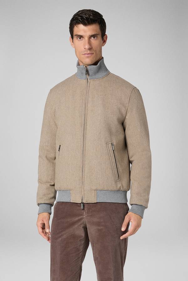 Pull Pal Zileri Bomber in lana tecnica con finiture in maglia a contrasto In vendita