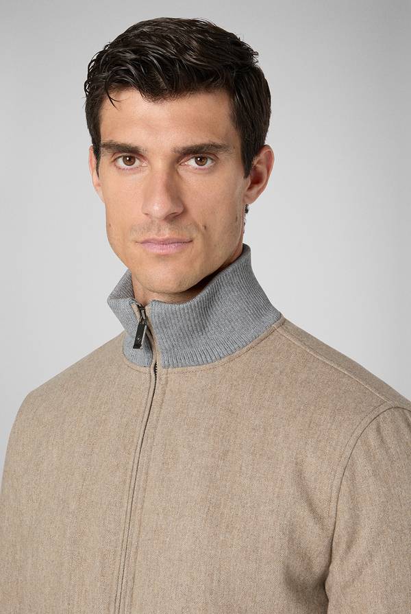 Pull Pal Zileri Bomber in lana tecnica con finiture in maglia a contrasto In vendita