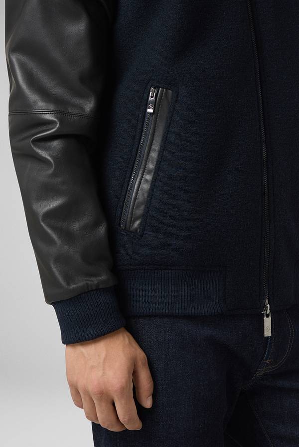 Pull Pal Zileri Varsity Jacket in lana tecnica con maniche in pelle Nuova