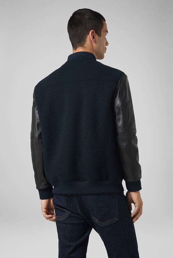 Pull Pal Zileri Varsity Jacket in lana tecnica con maniche in pelle Nuova
