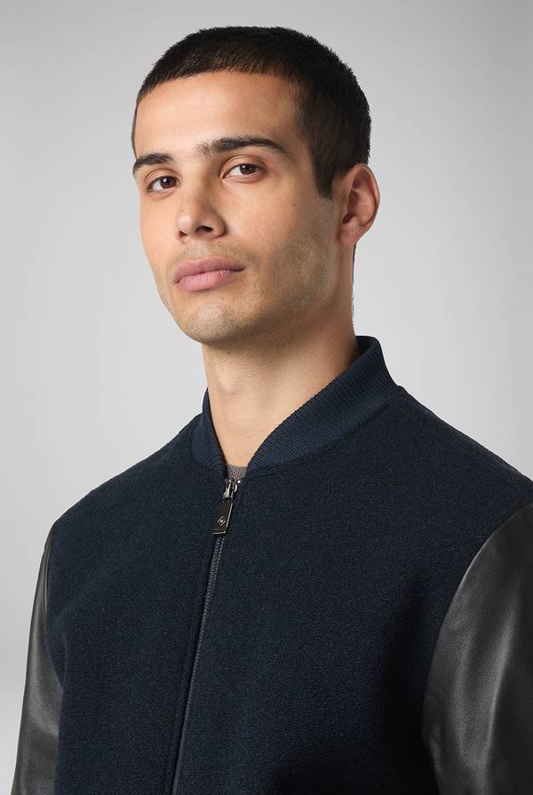 Pull Pal Zileri Varsity Jacket in lana tecnica con maniche in pelle Nuova