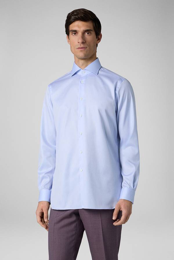 Pull Pal Zileri Camicia in cotone con trattamento anti-piega azzurra Spedizione Gratuita