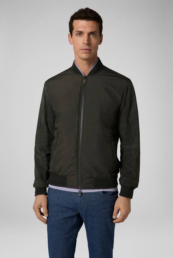 Pull Pal Zileri Varsity jacket in nylon con maniche in suede Shopping Online